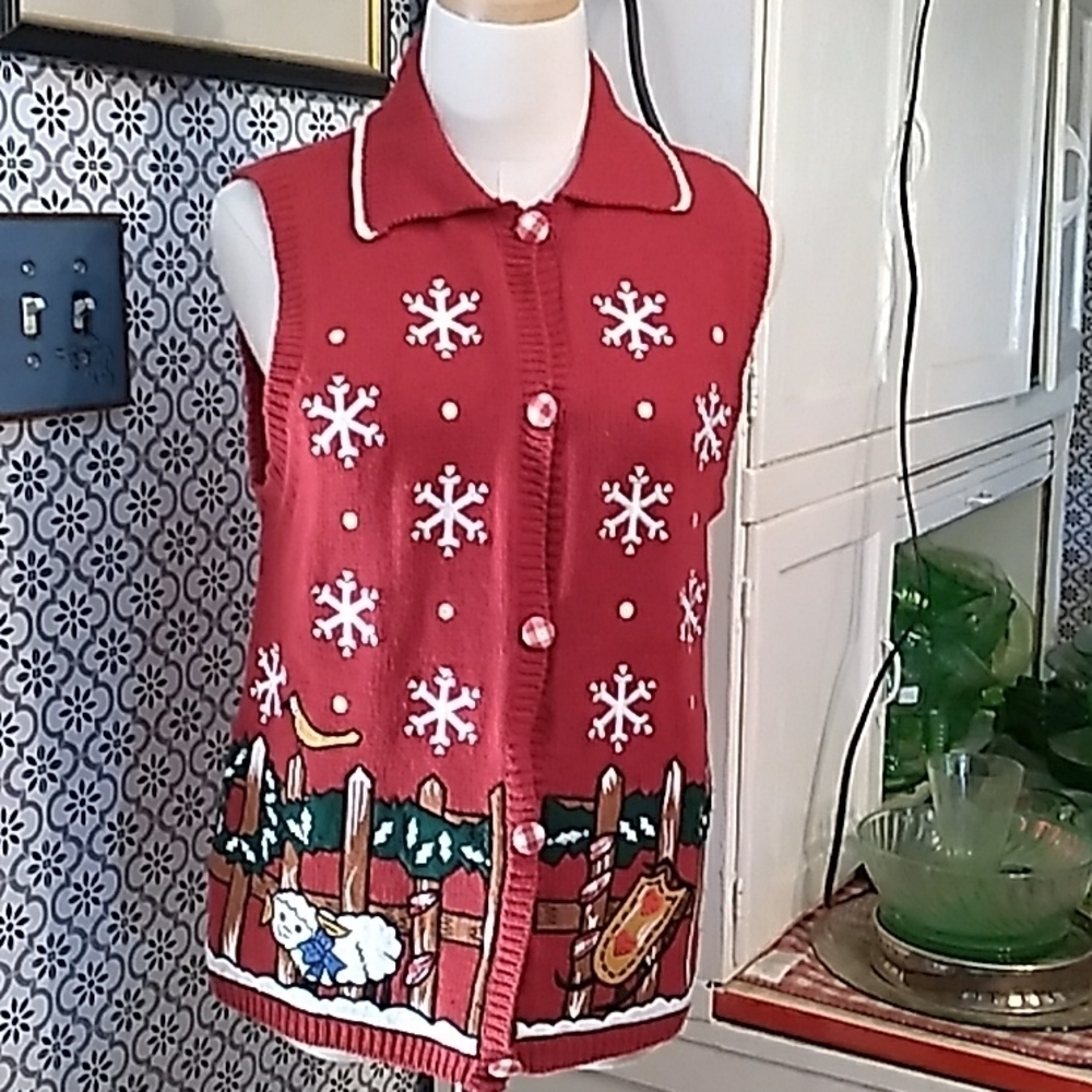 Jason Maxwell medium ugly 🎄 Christmas sweater cardigan vest